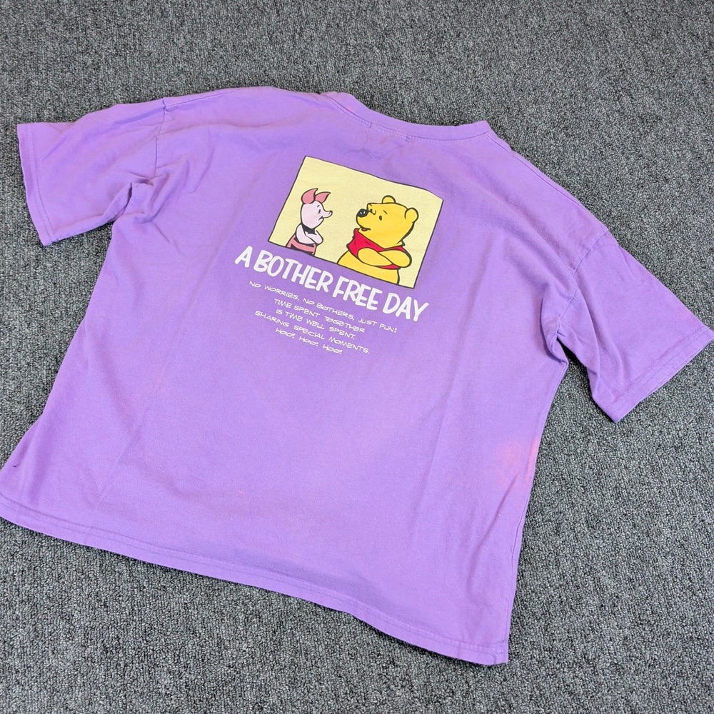 Disney Kids Winnie the Pooh T-Shirt Purple Cotton Graphic Bother Free Day Korea